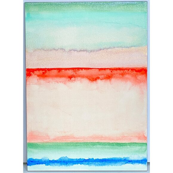 Art Original Cloud Line Watercolor Mixed Media Painting on 5x7in AquaBord Panel - Picture 5 of 5